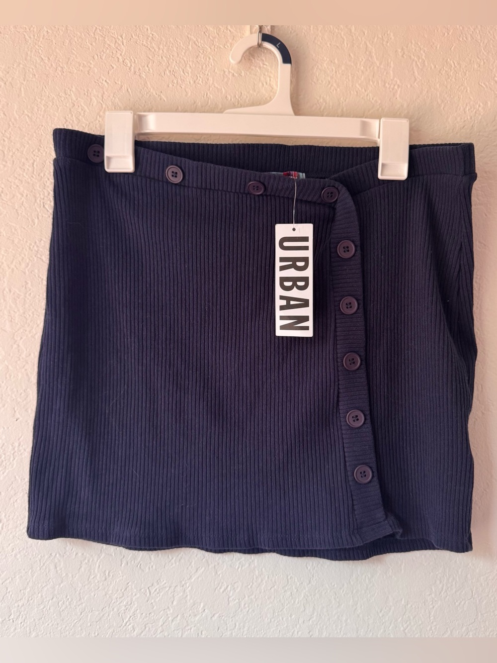 Urban Outfitters Navy Blue Ribbed Sweater Skirt Size L